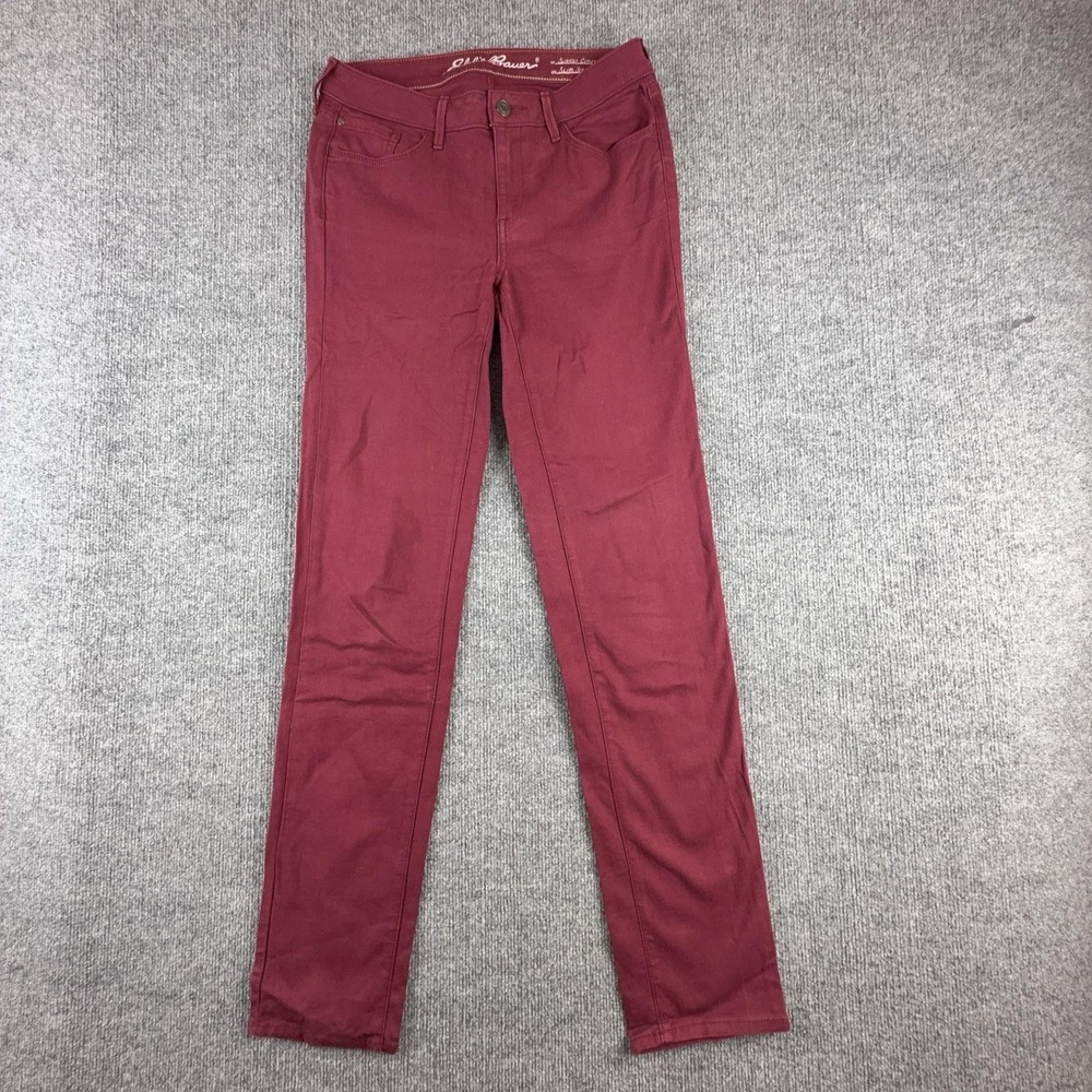 Eddie‎ Bauer Jeans Womens T6 Red Mid Rise Slim Straight Stretch Denim Pants